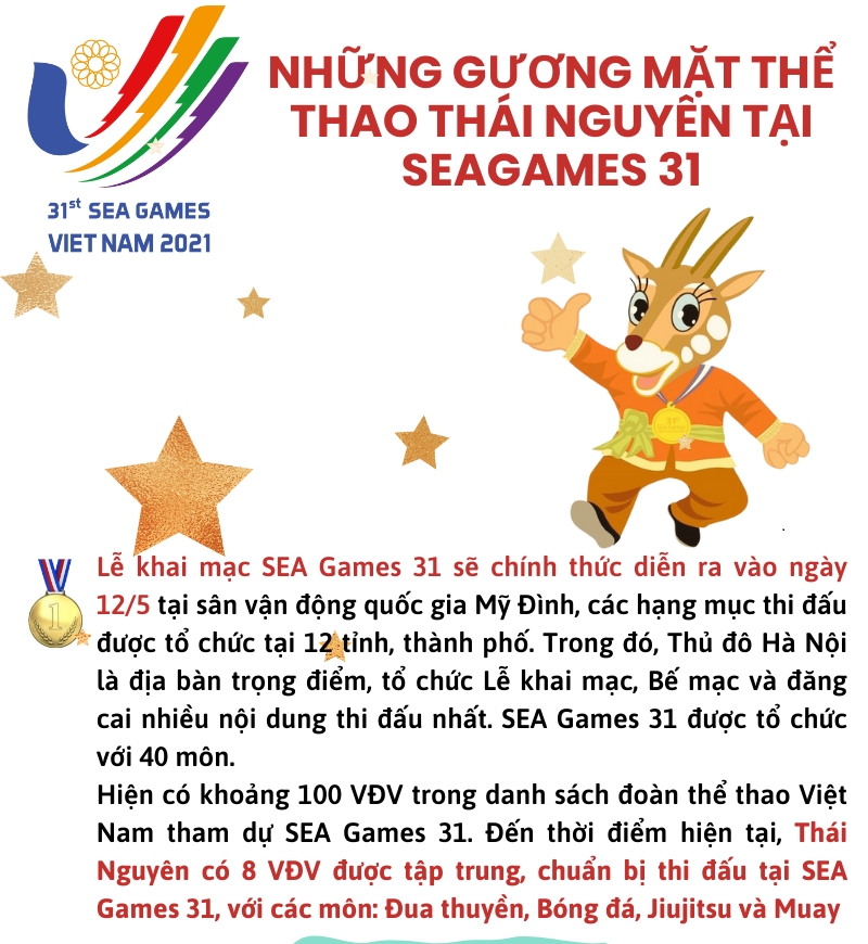 [Infographic]  Những gương mặt thể thao Thái Nguyên tham dự SEA Games 31