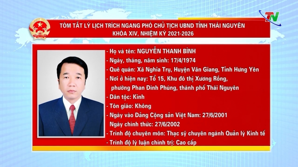 Phê chuẩn Phó Chủ tịch UBND tỉnh Thái Nguyên