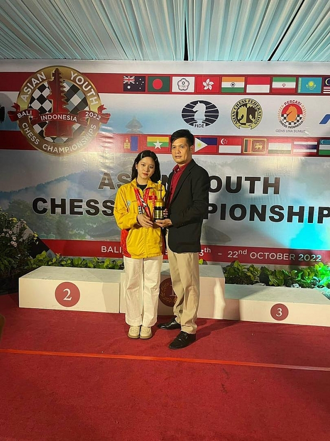 Cô gái Thái Nguyên dành 4 HCV tại giải Cờ vua trẻ châu Á 2022