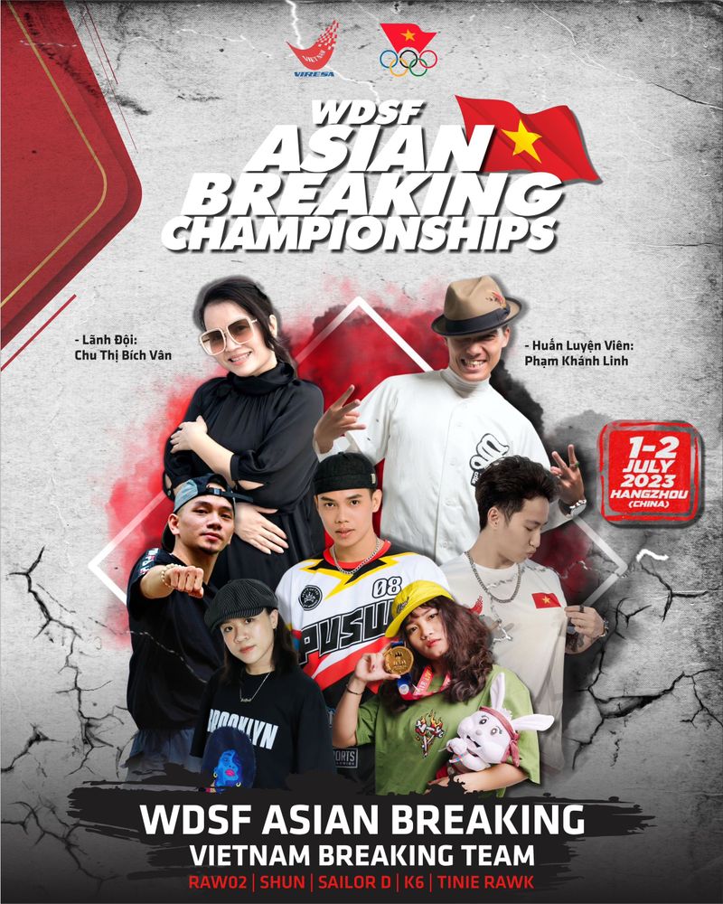 5 vận động viên Việt Nam tham dự Giải Vô địch Breaking châu Á mở rộng