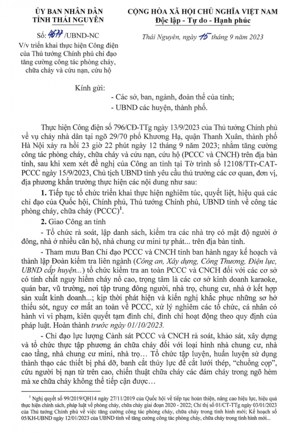 Tăng cường công tác phòng cháy, chữa cháy và cứu nạn, cứu hộ