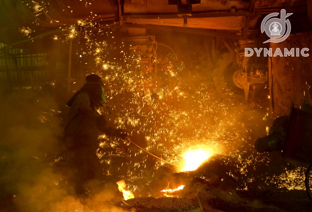 Steel comes out of the furnace