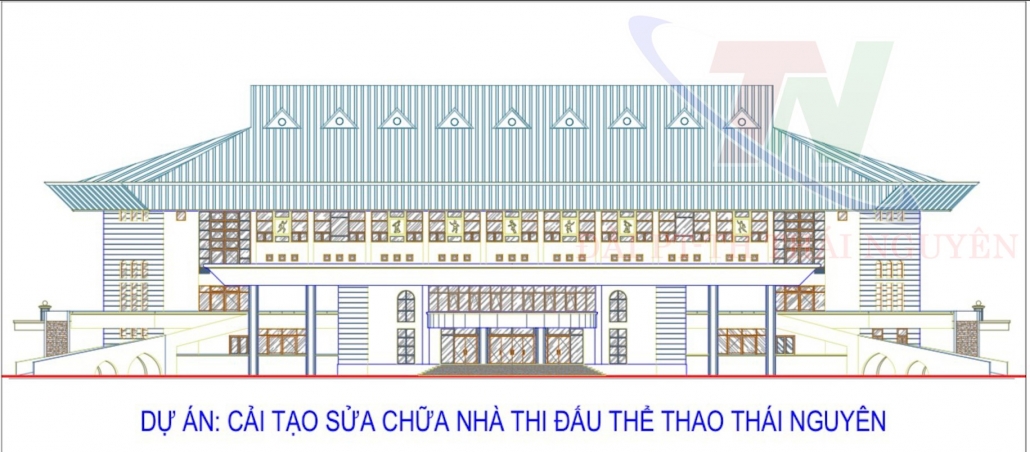 Nhà thi đấu thể thao Thái Nguyên đang được cải tạo, sửa chữa, dự kiến hoàn thành vào tháng 10/2024