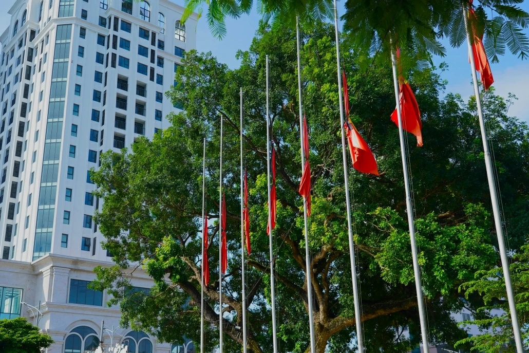 [Photo] Thái Nguyên treo cờ rủ trước ngày Quốc tang Tổng Bí thư Nguyễn Phú Trọng