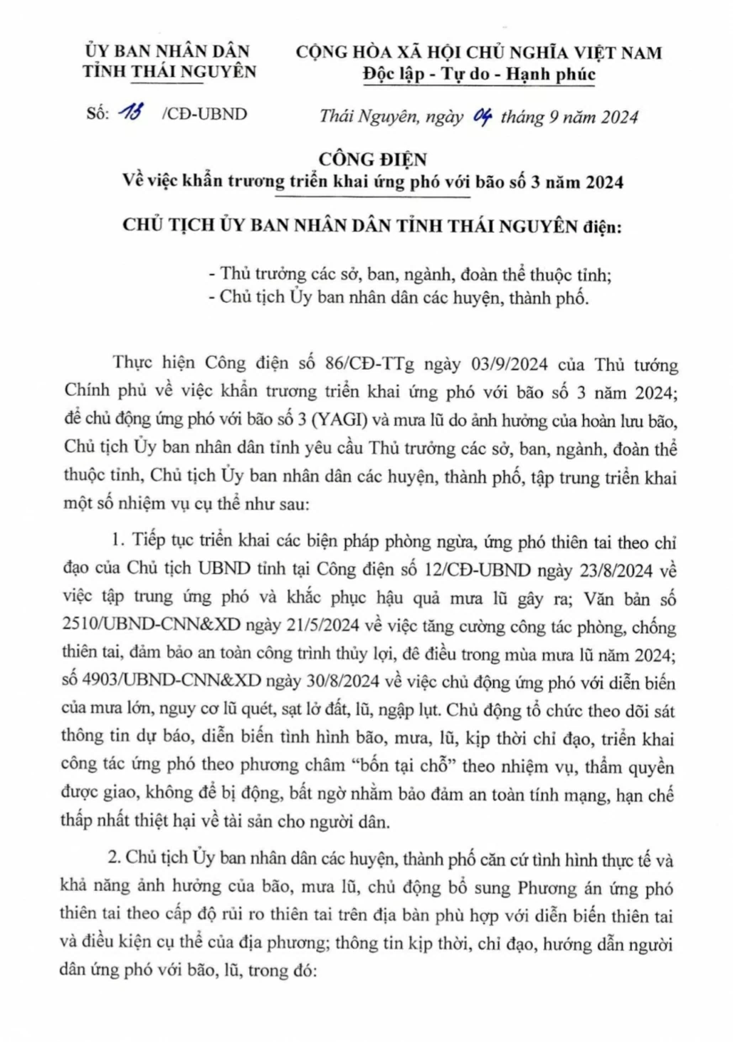 Khẩn trương triển khai ứng phó với bão số 3