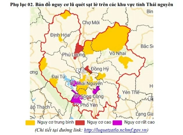 Tin cảnh báo lũ quét, sạt lở đất, sụt lún đất do mưa lũ hoặc dòng chảy trên tỉnh Thái Nguyên