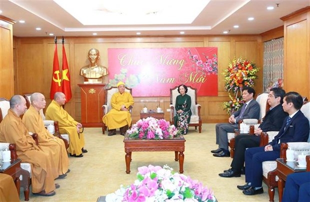 Bà Trương Thị Mai tiếp Đoàn đại biểu Trung ương Giáo hội Phật giáo
