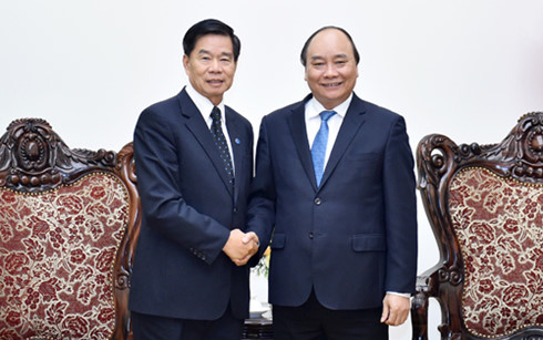 Thủ tướng Nguyễn Xuân Phúc tiếp Bí thư Thành uỷ, Đô trưởng Vientiane