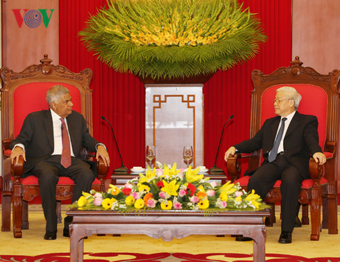 Tổng Bí thư Nguyễn Phú Trọng tiếp Thủ tướng Sri Lanka
