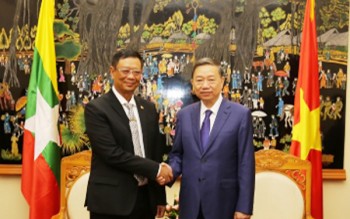Bộ trưởng Bộ Công an Tô Lâm tiếp xã giao Thứ trưởng Bộ Nội vụ Myanmar