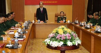 Chủ tịch nước Trần Đại Quang làm việc với Lãnh đạo Bộ Quốc phòng