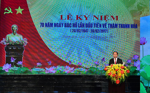 chu tich nuoc du le ky niem 70 nam ngay bac ho ve tham thanh hoa