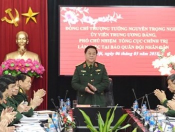 Thượng tướng Nguyễn Trọng Nghĩa làm việc với Báo Quân đội nhân dân