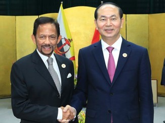Chủ tịch nước Trần Đại Quang gặp song phương Quốc vương Brunei