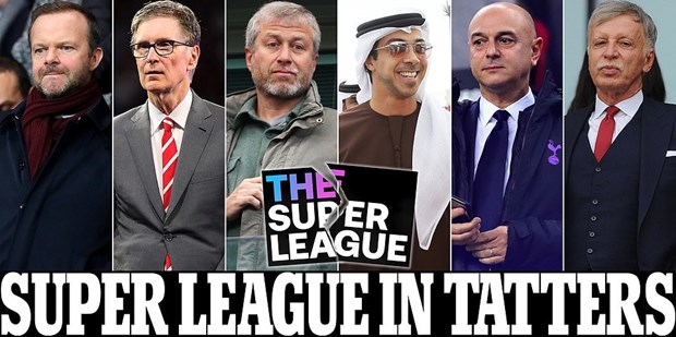 6 đội bóng Anh đồng loạt rút khỏi European Super League