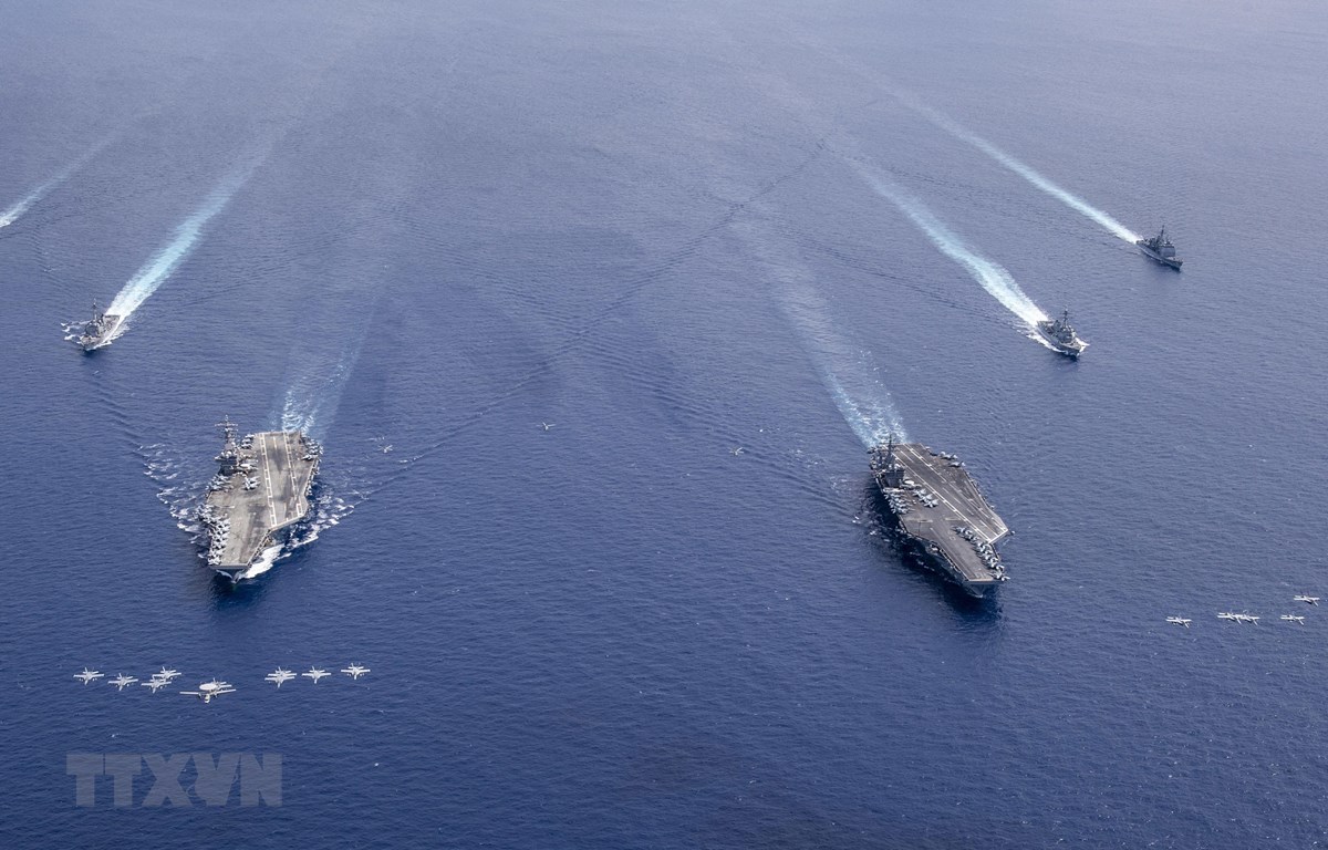 Một chiến dịch huấn luyện của hải quân Mỹ tại Ấn Độ Dương–Thái Bình Dương, ngày 6/7/2020. (Ảnh: AFP/TTXVN)