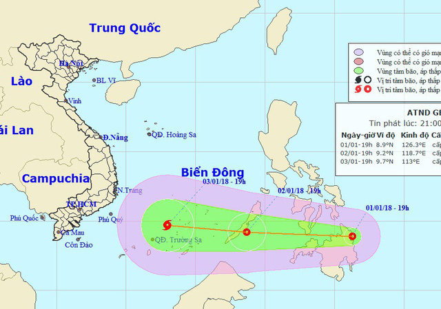 Áp thấp nhiệt đới có khả năng thành bão đang hướng vào Biển Đông