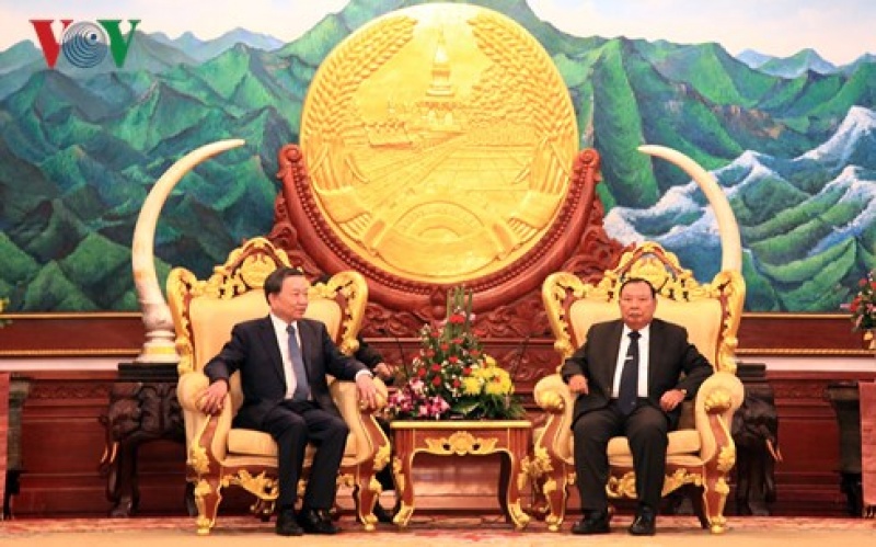 Bộ trưởng Bộ Công an Tô Lâm thăm và làm việc tại Lào