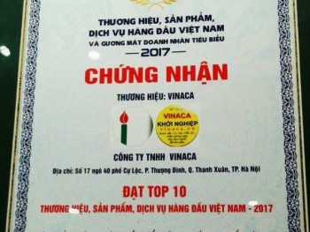 Cty Vinaca có thuốc ung thư từ bột tre từng nhận giải Top 10 thương hiệu hàng đầu Việt Nam?
