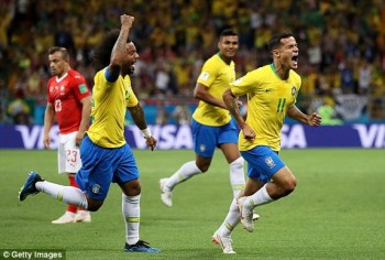 Brazil 1-1 Thụy Sĩ: Siêu phẩm của Coutinho là chưa đủ