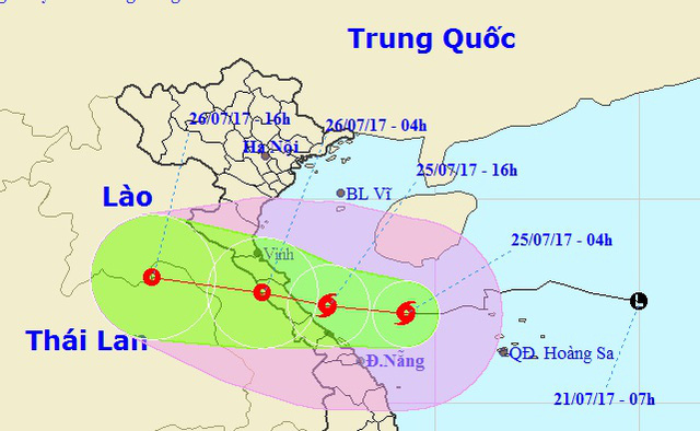 Chiều tối nay bão vào Hà Tĩnh - Quảng Trị, nhiều nơi mưa to