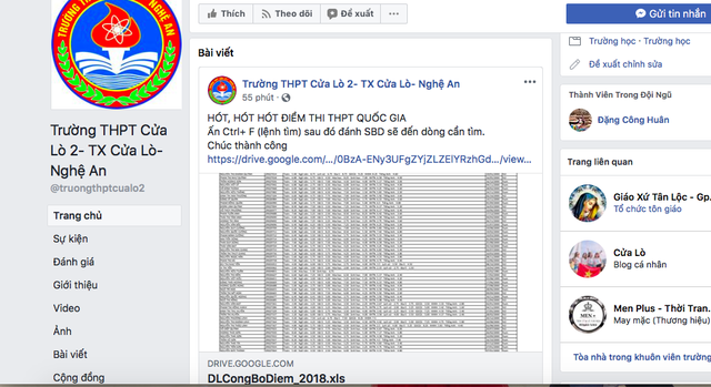 Nghệ An: Cảnh cáo cán bộ Phòng Khảo thí vì để lộ điểm thi THPT quốc gia 2018