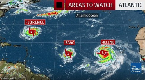 Mỹ dự báo Florence là 1 trong 10 cơn bão gây thiệt hại lớn nhất