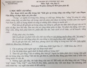 Đề xuất “Tiếng Việt” thành “Tiếq Việt” vào đề thi Văn trường chuyên