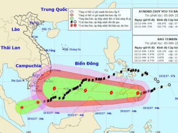 Bão Tembin tăng tốc vào Biển Đông, bão số 15 suy yếu thành áp thấp
