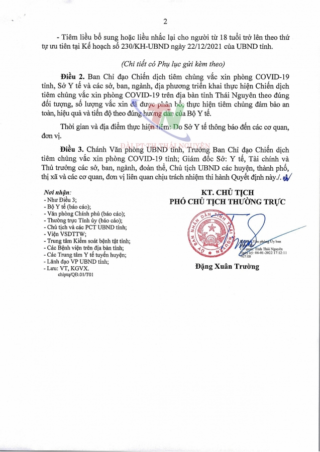 Thái Nguyên: Triển khai đợt 24 Chiến dịch tiêm chủng vắc xin phòng COVID-19