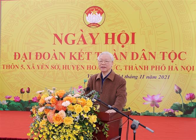 Tổng Bí thư Nguyễn Phú Trọng dự Ngày hội Đại đoàn kết toàn dân tộc tại xã Yên Sở