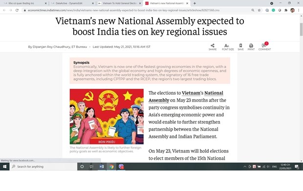 Truyền thông Ấn Độ đánh giá cao công tác chuẩn bị bầu cử của Việt Nam