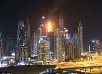 Hình ảnh lửa cháy ngùn ngụt "nhấn chìm" chung cư Torch ở Dubai