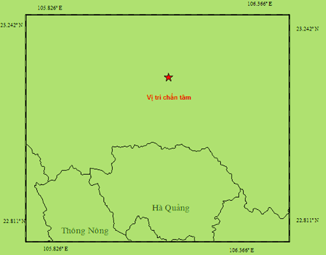 Xảy ra động đất 4,3 độ richter giáp vùng viên giới tỉnh Cao Bằng