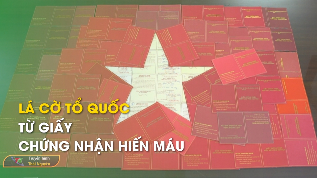 Lá cờ Tổ quốc từ giấy Chứng nhận hiến máu – Trong nước quốc tế